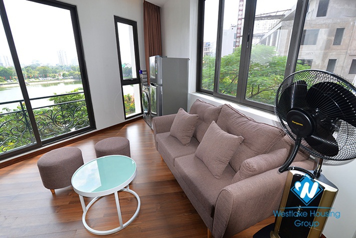 Lake view one bedroom apartment for rent in Hai Ba Trung District , HN