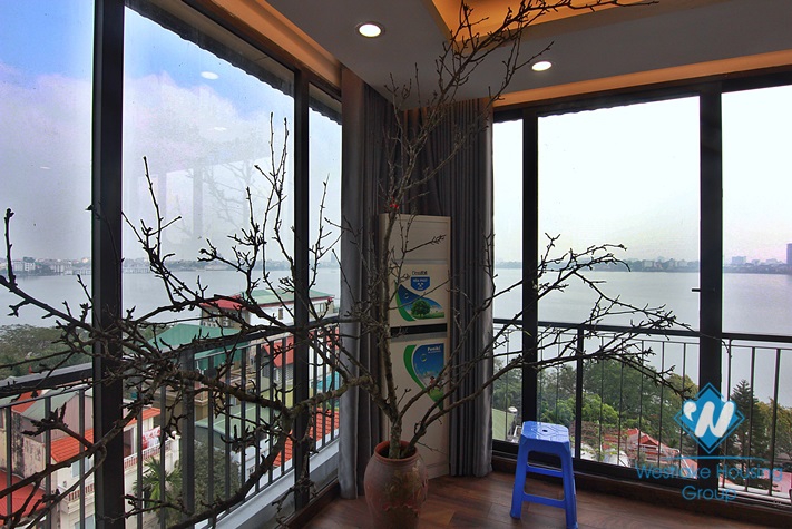 A three-bedroom duplex with lake view on the top floor on Dang Thai Mai street 