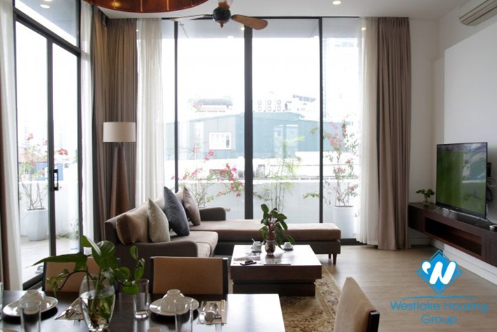 Japanese-style two bedroom apartment for rent in Truong Han Sieu Hoan Kiem