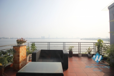 Lake view beautiful terrace apartment for rent in Tay Ho