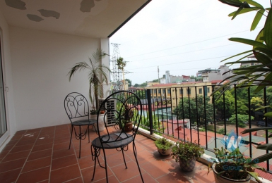 Spacious apartment with large balcony for rent in Truc Bach area, Ba Dinh ,Hanoi