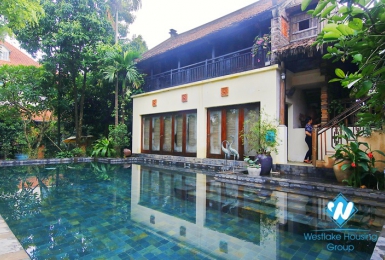 A four-bedroom, garden and swimming pool for rent in Ngoc Thuy near French International School