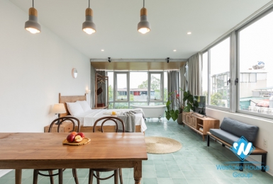 Super large light studio apartment for rent in Hoan Kiem.