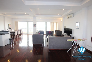  Lake view with big balcony 3 bedroom apartment  on the top floor for rent in Xuan Dieu st, tay Ho district