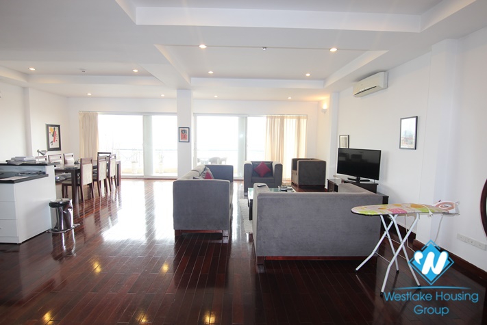  Lake view with big balcony 3 bedroom apartment  on the top floor for rent in Xuan Dieu st, tay Ho district